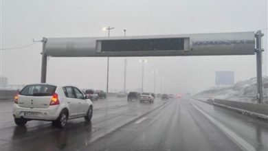 بارش برف و لغزندگی محورهای مواصلاتی البرز / اخبار البرز - اخبار استانها