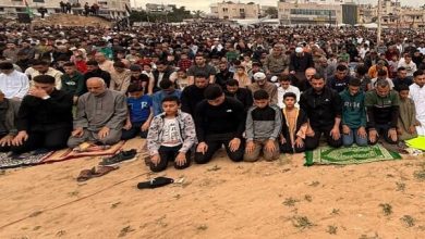 اقامه نماز عید قربان در مناطق مختلف نوار غزه