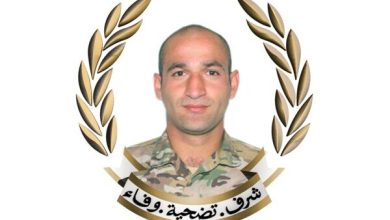 سرباز لبنانی بر اثر شدت جراحات ناشی از حمله اسرائیل به شهادت رسید