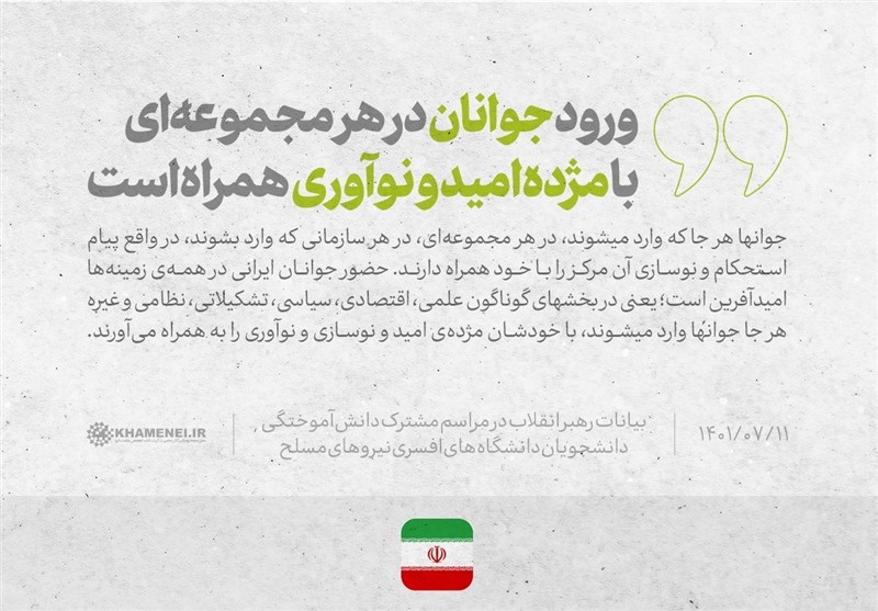 رهبر امیدوار | امیدآفرینی؛ وظیفهای ملی و مسئولیتی همگانی / جدیدترین اخبار مرتبط با آیت الله امام خامنهای - اخبار حوزه امام و رهبری