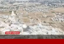 لحظه انفجارهای هولناک ارتش صهیونیستی در مرکز نوار غزه