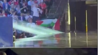 نمایش پرچم فلسطین در تجمع جمهوریخواهان در دالاس