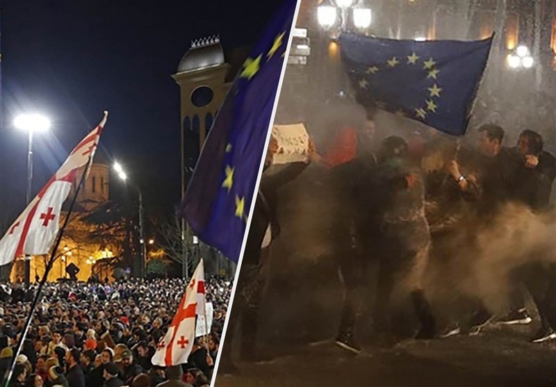 המשטרה מתנגשת עם מפגינים נגד חוק “סוכנים זרים” בטביליסי