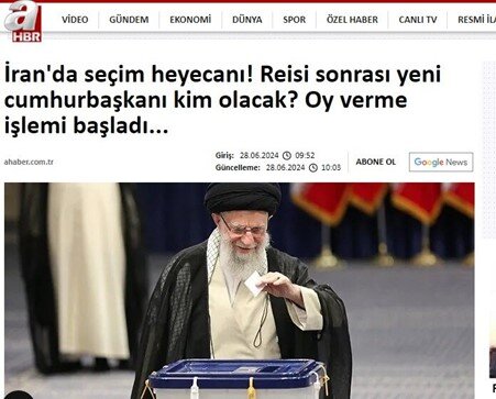 بازتاب گسترده انتخابات ریاست جمهوری ایران در رسانههای ترکیه