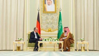 יורש העצר הסעודי נפגש עם קנצלר גרמניה בריאד /ערב הסעודית , גרמניה , דיפלומטיה , יחסים בינלאומיים , שיתופי פעולה