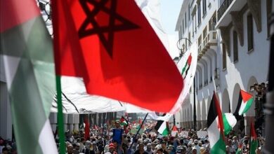 Solidarity Rally for Palestinians Held in Morocco's Capital /Morocco , Palestine Solidarity , Gaza Aid , Rabat Protest , Israeli Regime Actions