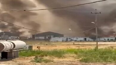 Fire Erupts Near Kirkuk International Airport /Kirkuk , Iraq , Fire , Airport , Security