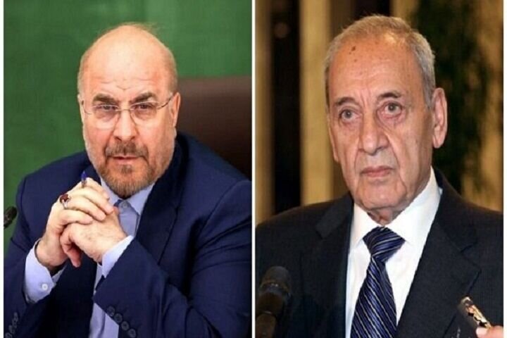 Lebanese Parliament Speaker Praises Iran's Stance on Halting Attacks /Lebanon , Iran , Nabih Berri , Mohammad Bagher Ghalibaf , Israel
