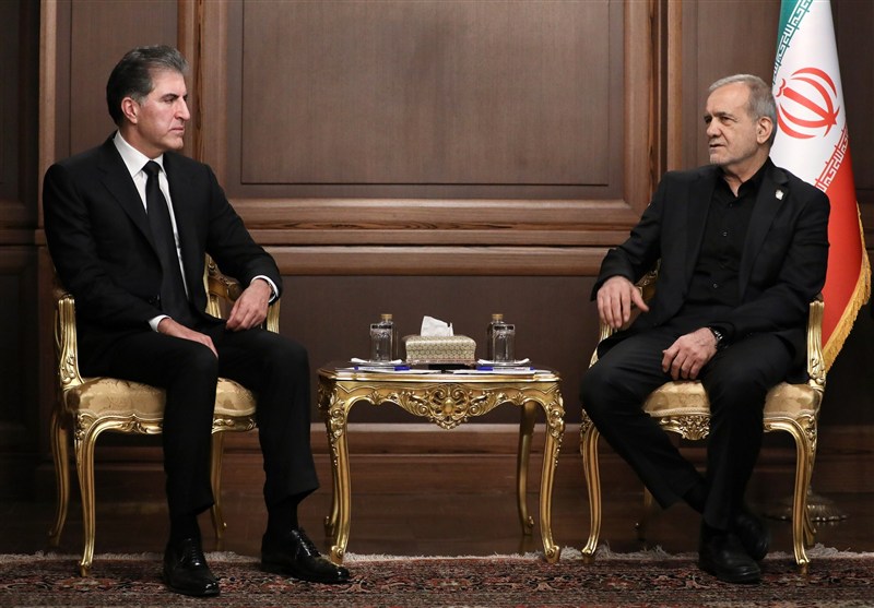 Iranian President Meets Kurdistan Region's Nechirvan Barzani in Tehran /Iran , Iraq , Kurdistan Region , Masoud Pezeshkian , Nechirvan Barzani