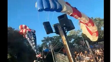 US Parachutist Survives Fall During California Independence Day Celebration /parachutist , California , Folsom , Independence Day , accident
