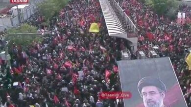 Massive Crowds Gather for Funeral Procession of Martyred Leader and Family /funeral , procession , Islamic Revolution , martyred leader , public turnout