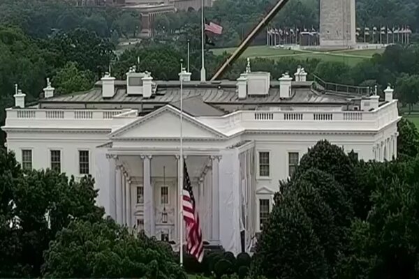 US Flag Half-Staffed at White House in Respect for Late Senator /Donald Trump , Lindsey Graham , White House , U.S. Flag , Senator