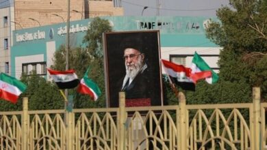 Motorcade Carrying Martyr Leader's Body Moves Through Massive Iraqi Mourning Crowd /Iran , Iraq , Najaf , Martyr Leader , Funeral Procession