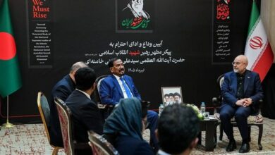 Iranian Parliament Speaker Meets with Bangladeshi Counterpart in Tehran /Iran , Bangladesh , Parliament , Ghalibaf , Hafizuddin Ahmed