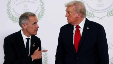 Trump and Carney Discuss Global Economic Stability at Summit /Donald Trump , Mark Carney , economic stability , global economy , international finance