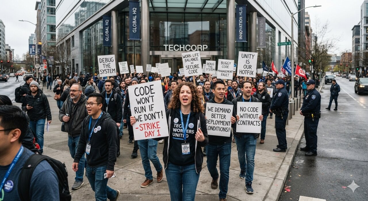 Tech Workers Strike Over Deployment Conditions and Contracts /tech strike , labor rights , deployment conditions , tech workers , TechCorp