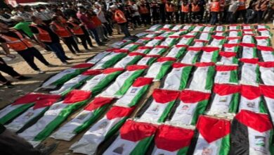 Gaza Buries 105 Palestinian Martyrs from 2023 'Al-Taj' Tower Attack /Gaza , Palestine , Israeli airstrike , Al-Taj tower , martyrs