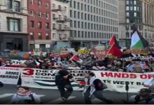 Thousands Rally in New York Against Israeli Actions, Supporting Palestinians /New York protest , Palestinian support , anti-Israel demonstration , Al-Aqsa Flood , Gaza conflict