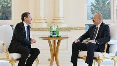 Azerbaijani President Aliyev Meets with Israeli President Herzog in Baku /Ilham Aliyev , Isaac Herzog , Azerbaijan , Israel , Baku
