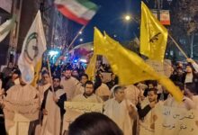 تجمع دانشجویان علیه صهیونیستها پس از شهادت سردار موسوی