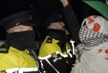 تظاهرات ایرلندی‌های حامی فلسطین مقابل اقامتگاه سفیر آمریکا