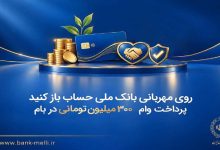 بانک ملی ایران طرح «مهربانی» را با وام ۳۰۰ میلیون تومانی بدون ضامن و با کارمزد صفر تا ۴ درصد ارائه می‌دهد